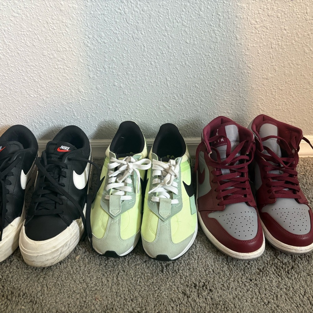 Nike Athletic Shoes - Black, Lime Green, Burgundy